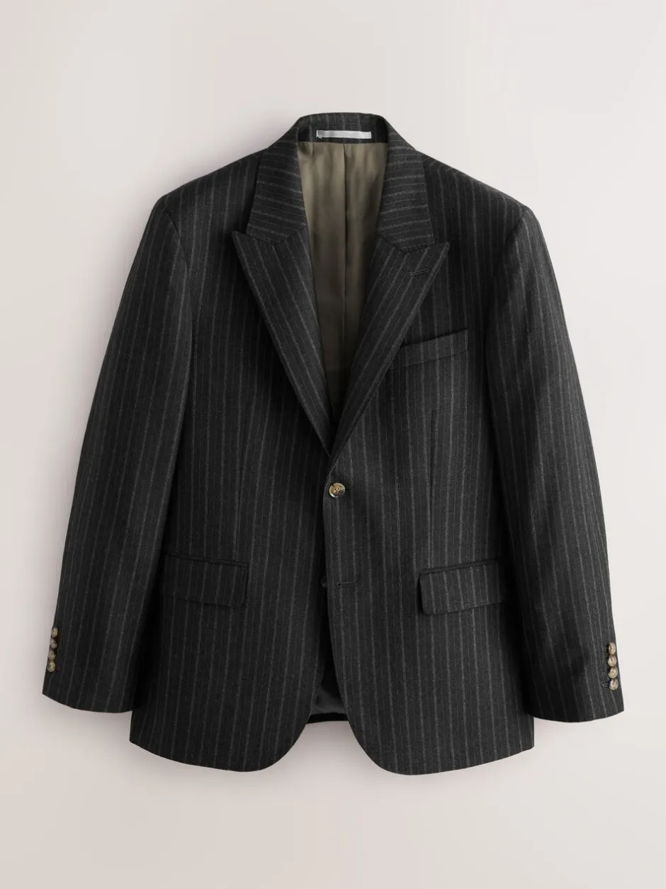 Pakken*Next Antraciet - Tailored Fit Signature Empire Mills 100% British Wool Stripe Suit Jacket