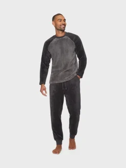 Pyjama's|Threadbare - Borg pyjamaset Antraciet