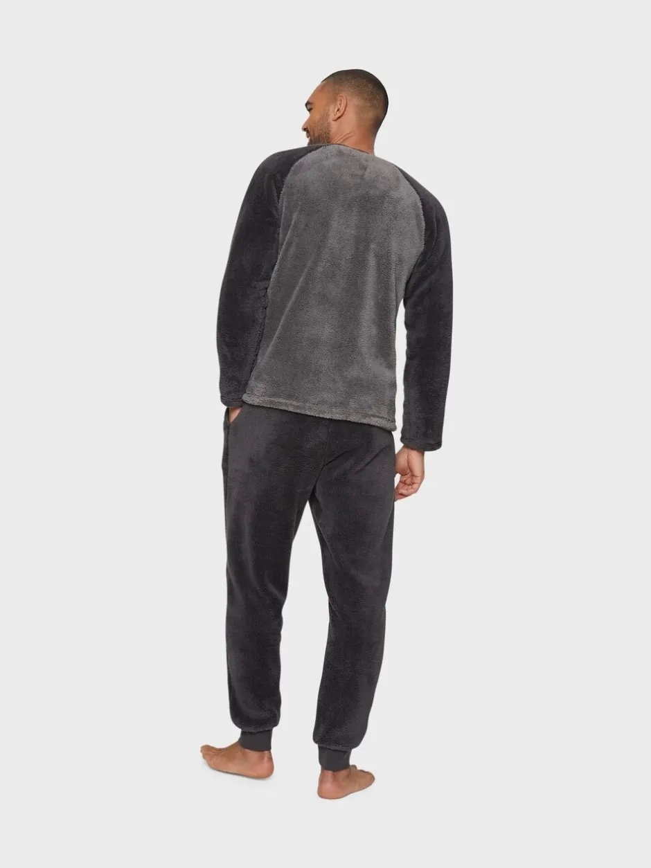 Pyjama's|Threadbare - Borg pyjamaset Antraciet