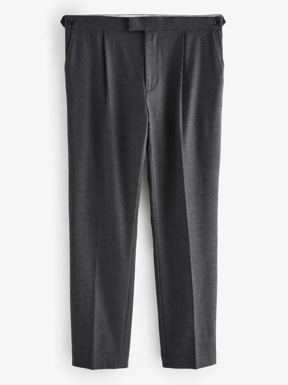 Formele Broek|Next - Wollen Rijke Slim Textuur Broek Met Zijverstellers Antraciet