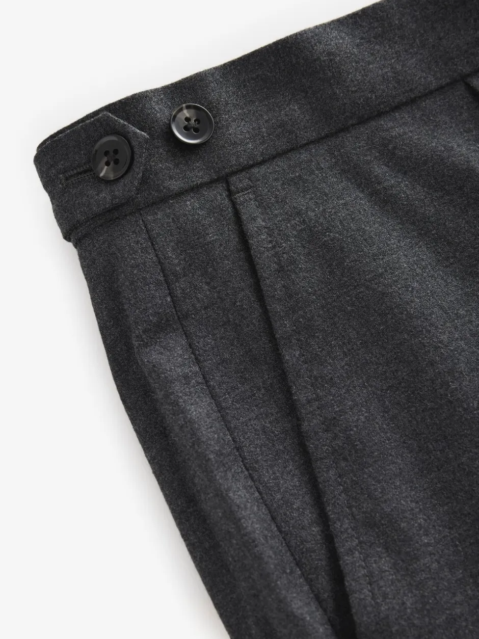 Formele Broek|Next - Wollen Rijke Slim Textuur Broek Met Zijverstellers Antraciet