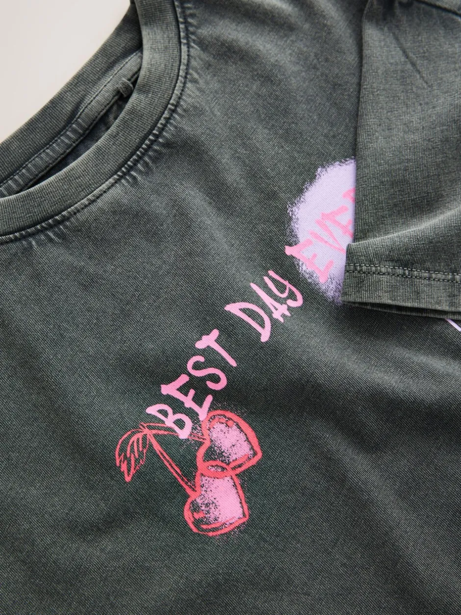 Tops|T-Shirts|Next Antraciet graffiti - Oversized T-shirt met grafische print (3-16jr)