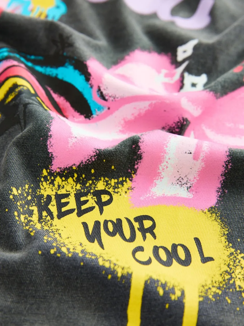 Tops|T-Shirts|Next Antraciet graffiti - Oversized T-shirt met grafische print (3-16jr)
