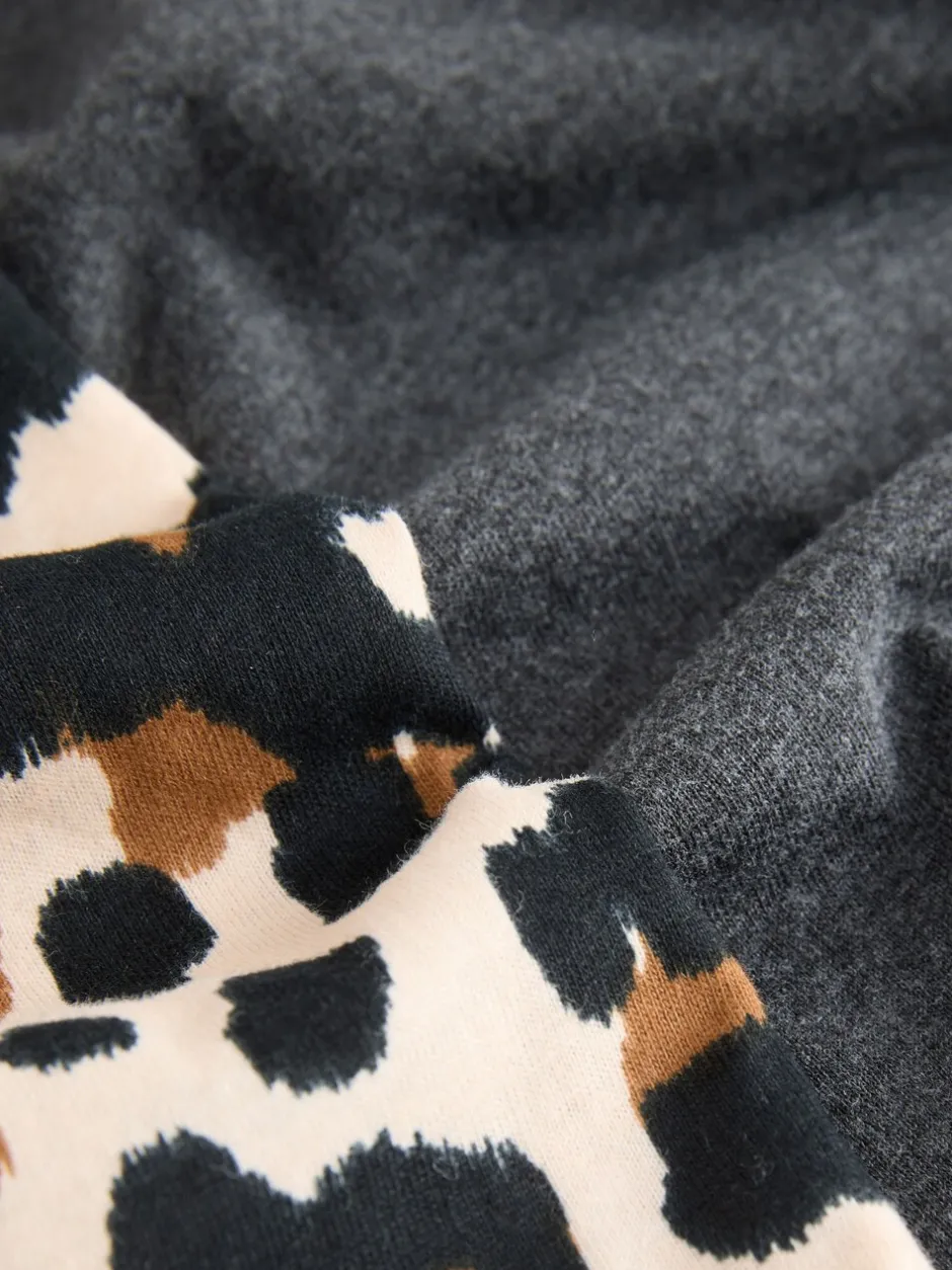 Pyjama's|Loungewear|Next Antraciet met luipaardprint - Pyjama met korte mouwen