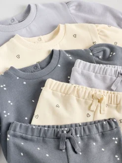 Sets En Combisets|Truien En Breisels*Next Antracietgrijs & Crème - Baby sweatshirt en joggingbroek 6 -delige set (0mnd -2jr) Antracietgrijs & Crème
