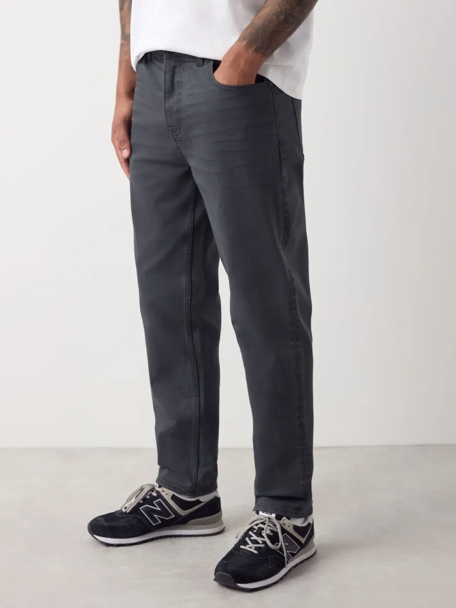 Jeans|Next Antracietgrijs - Klassieke stretchjeans met standaard taps toelopende pasvorm