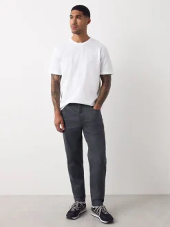 Jeans|Next Antracietgrijs - Klassieke stretchjeans met standaard taps toelopende pasvorm