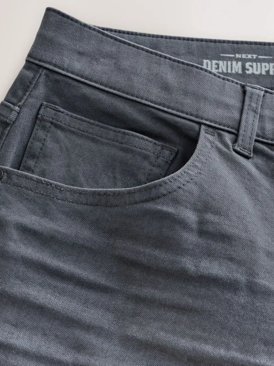 Jeans|Next Antracietgrijs - Klassieke stretchjeans met standaard taps toelopende pasvorm
