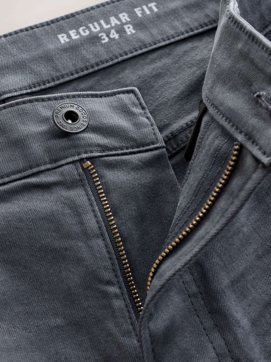 Jeans|Next Antracietgrijs - Klassieke stretchjeans met standaard taps toelopende pasvorm
