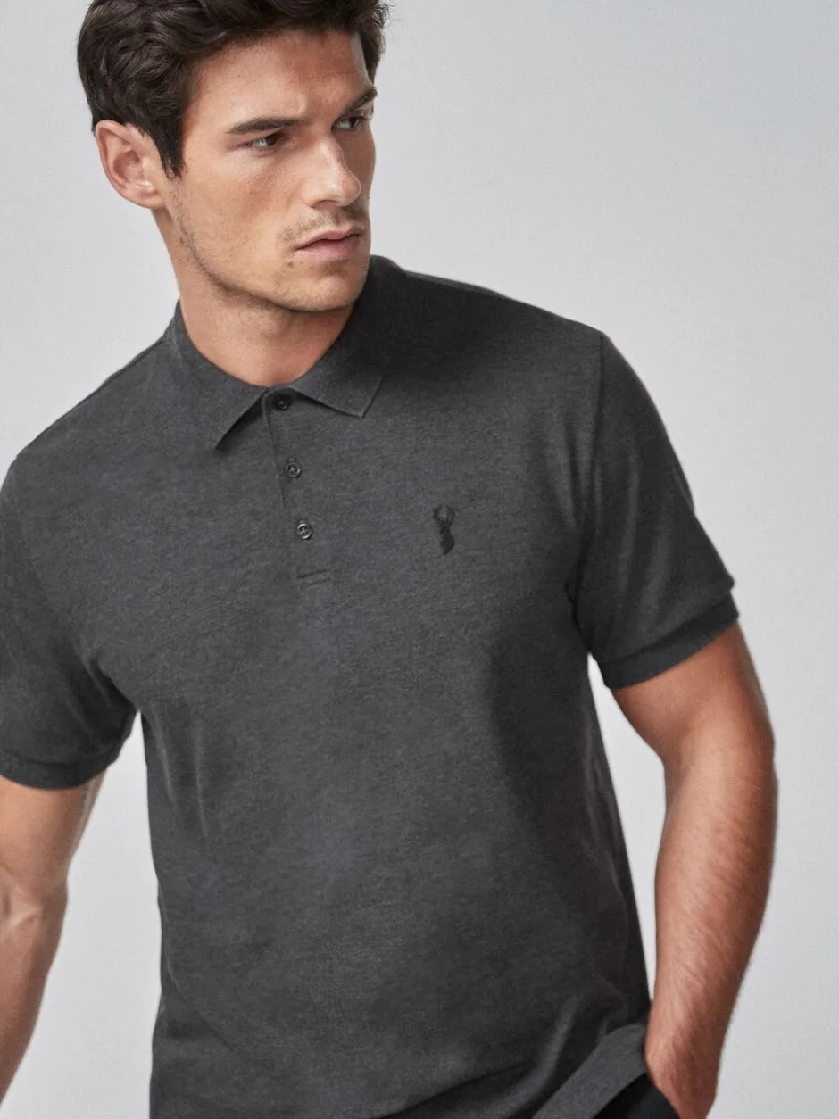 Poloshirts*Next Antracietgrijs - Normale Pasvorm - Piqué poloshirt met korte mouwen
