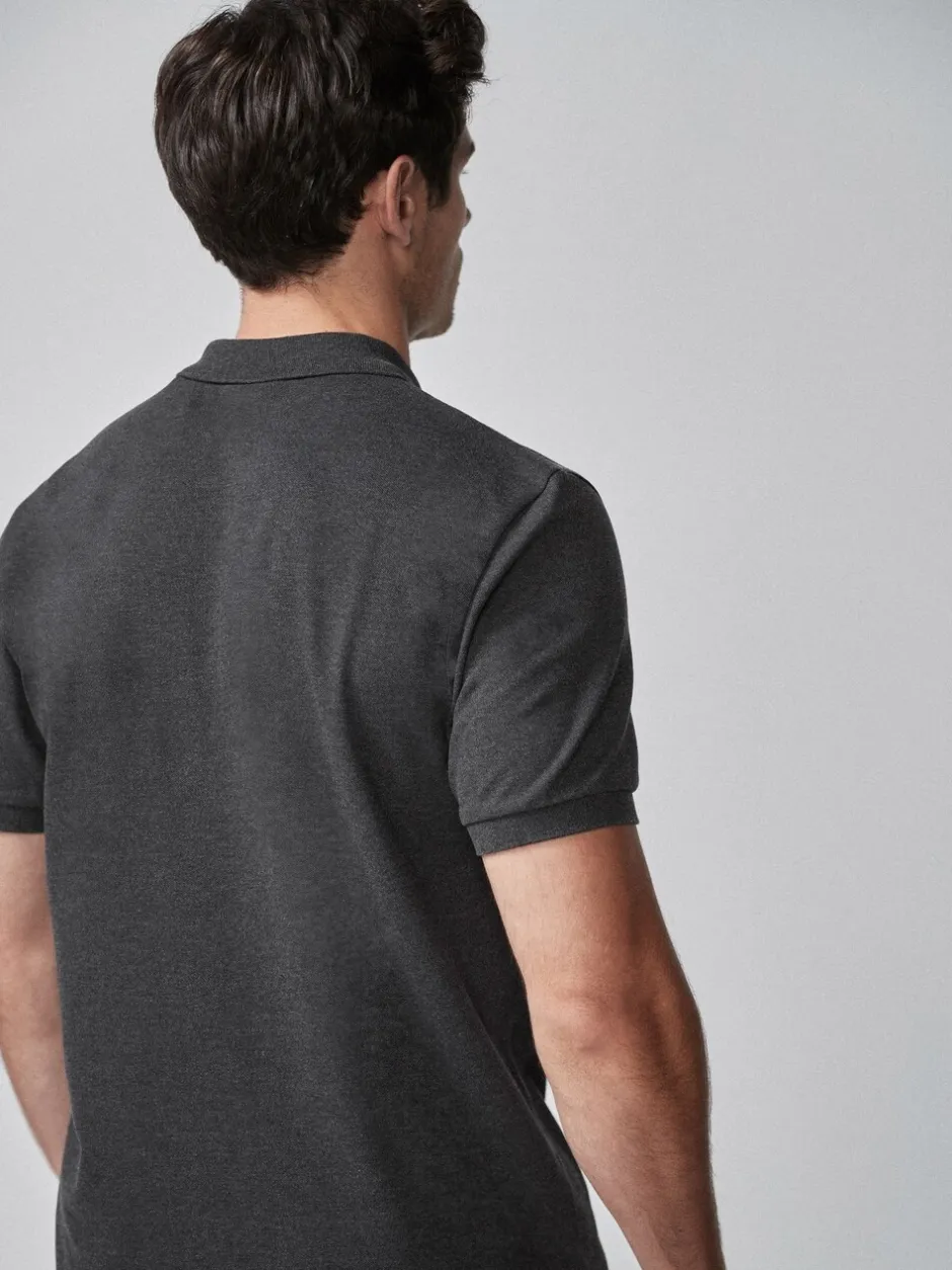 Poloshirts*Next Antracietgrijs - Normale Pasvorm - Piqué poloshirt met korte mouwen
