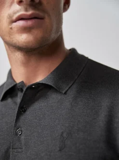 Poloshirts*Next Antracietgrijs - Normale Pasvorm - Piqué poloshirt met korte mouwen