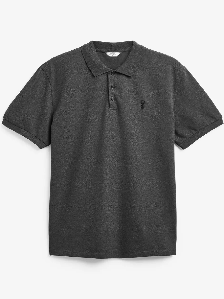 Poloshirts*Next Antracietgrijs - Normale Pasvorm - Piqué poloshirt met korte mouwen