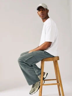 Broeken En Chino's*Next - Relaxed fit - Katoenen cargostretchbroek Antracietgrijs