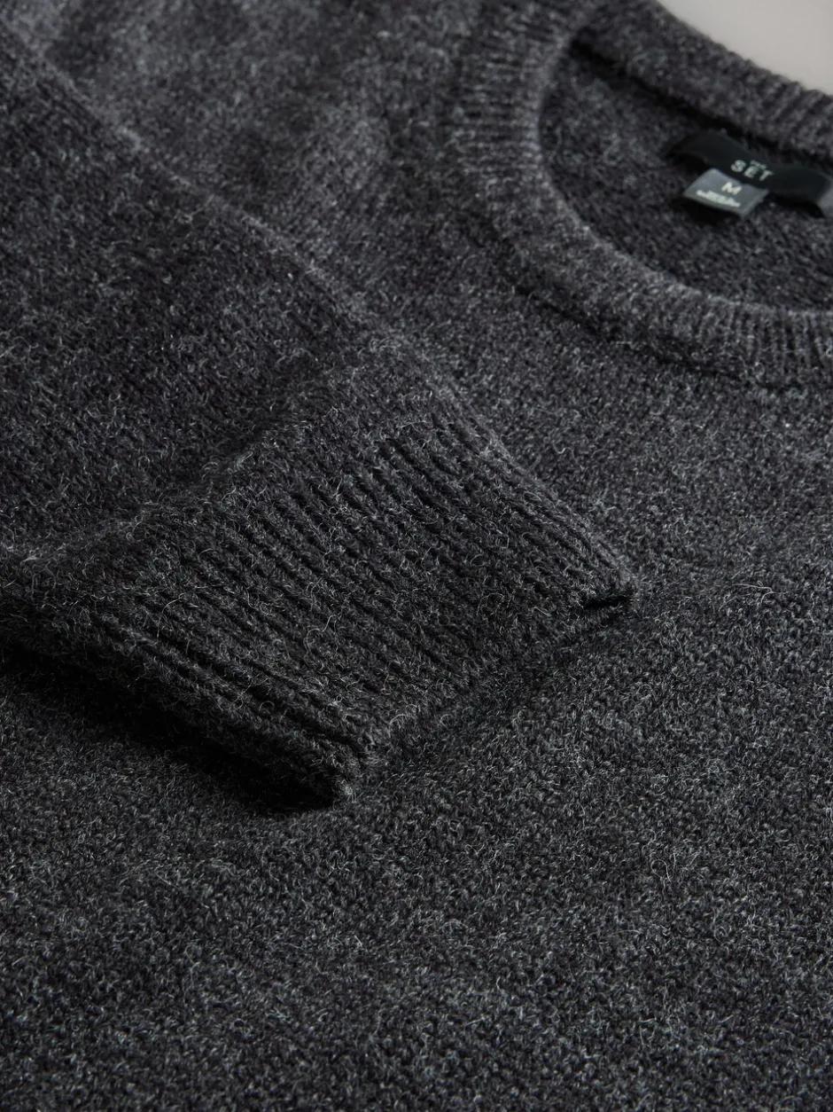 Gebreide Kleding*The Set - 2 Pack Crew Neck Knitted Jumpers Antraciet/grijs gemêleerd