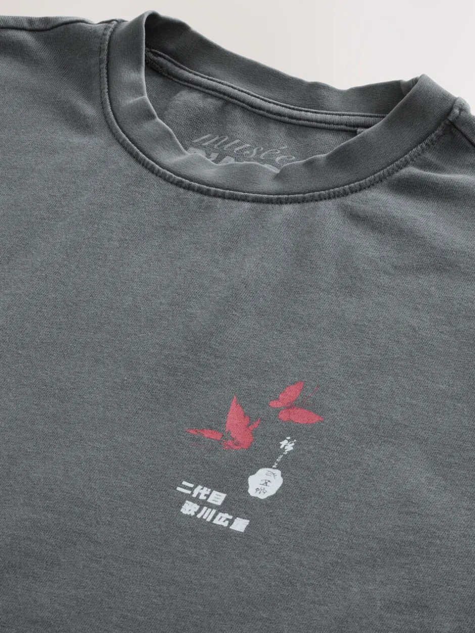 T-Shirts En Hemden|Next - Relaxed fit - T-shirt met kunstenaars/artiestlicentie Antracietgrijs Hiroshige