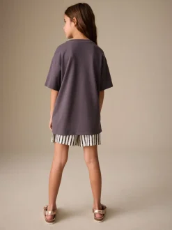 T-Shirts*Next Antracietgrijs vlinder - Sequin Oversized T-Shirt (3-16yrs)