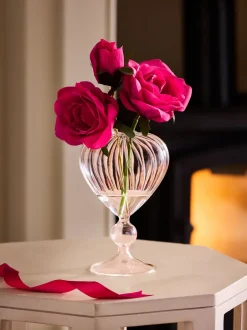 Kunstbloemen|Next Artificial Roses in Ribbed Heart Glass Vase