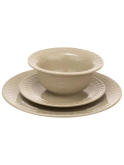 Eetservies En Pastaschalen*Artisan Street 12 Piece Leaf Stone Dinner Set