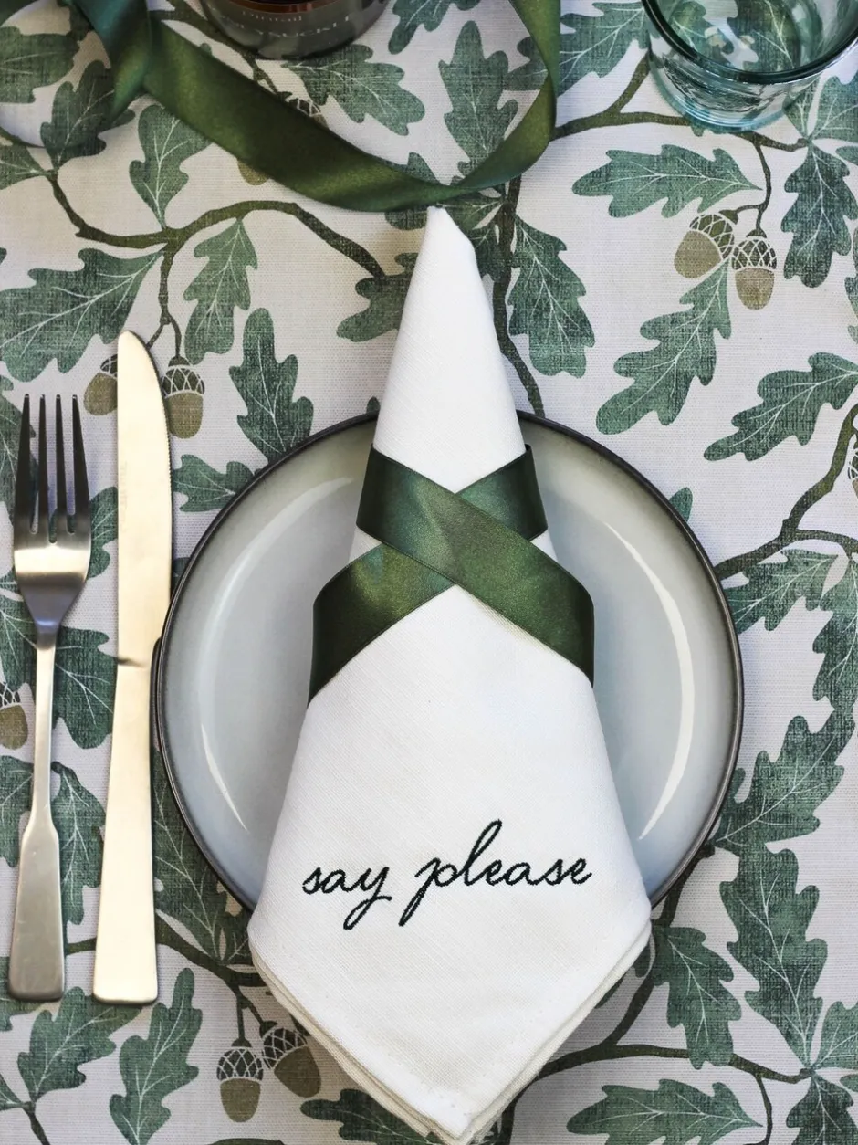 Tafellinnen En Placemats |Avalon Home Avalon Wonen Set van 4 Manners Collectie 100% katoenen servetten in geschenkdoos