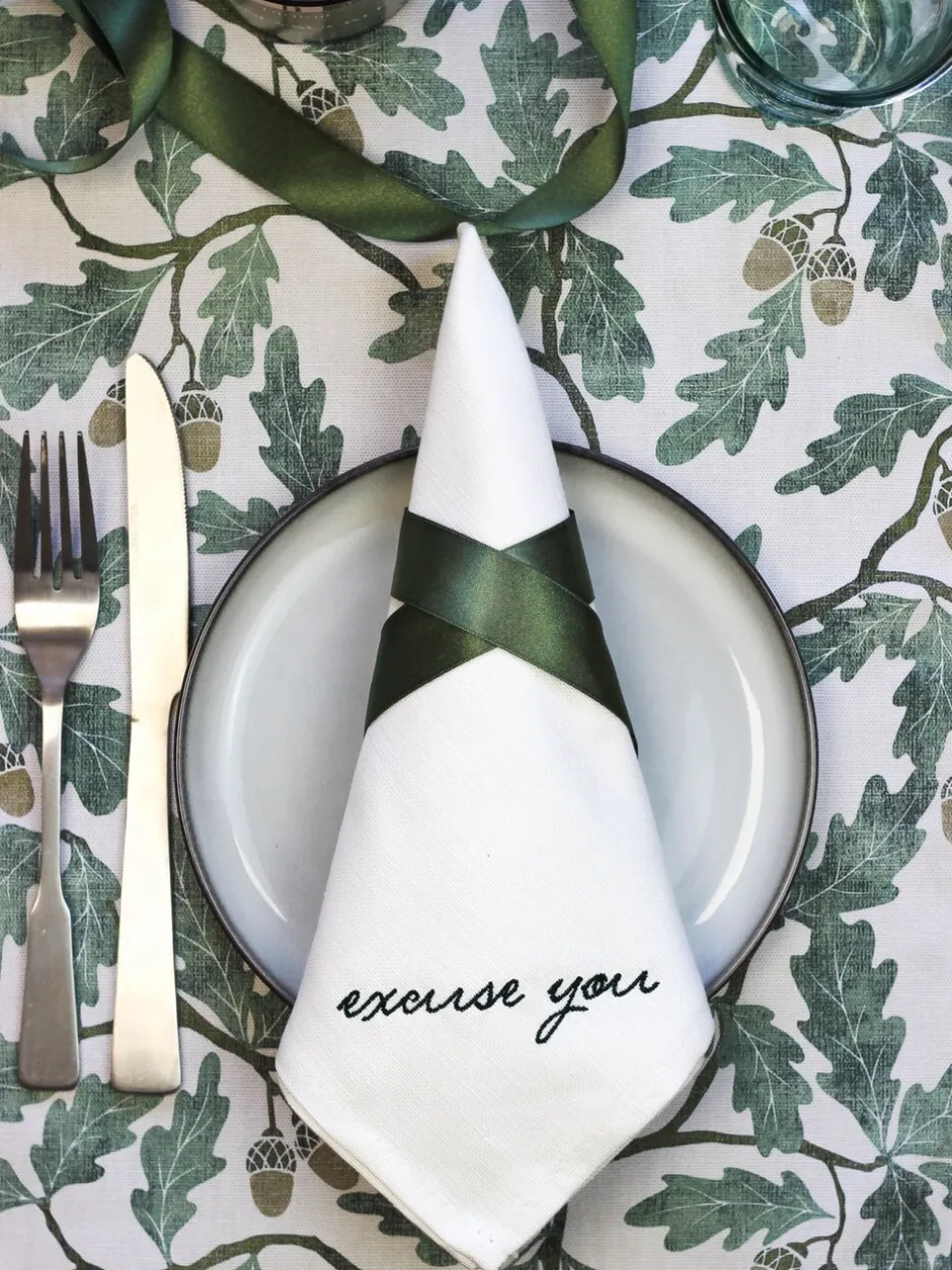 Tafellinnen En Placemats |Avalon Home Avalon Wonen Set van 4 Manners Collectie 100% katoenen servetten in geschenkdoos