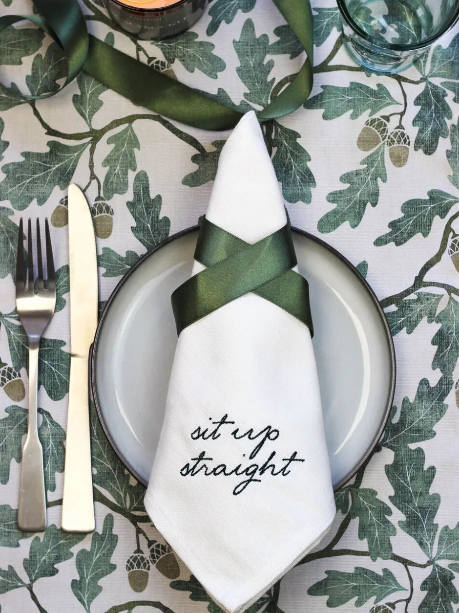 Tafellinnen En Placemats |Avalon Home Avalon Wonen Set van 4 Manners Collectie 100% katoenen servetten in geschenkdoos