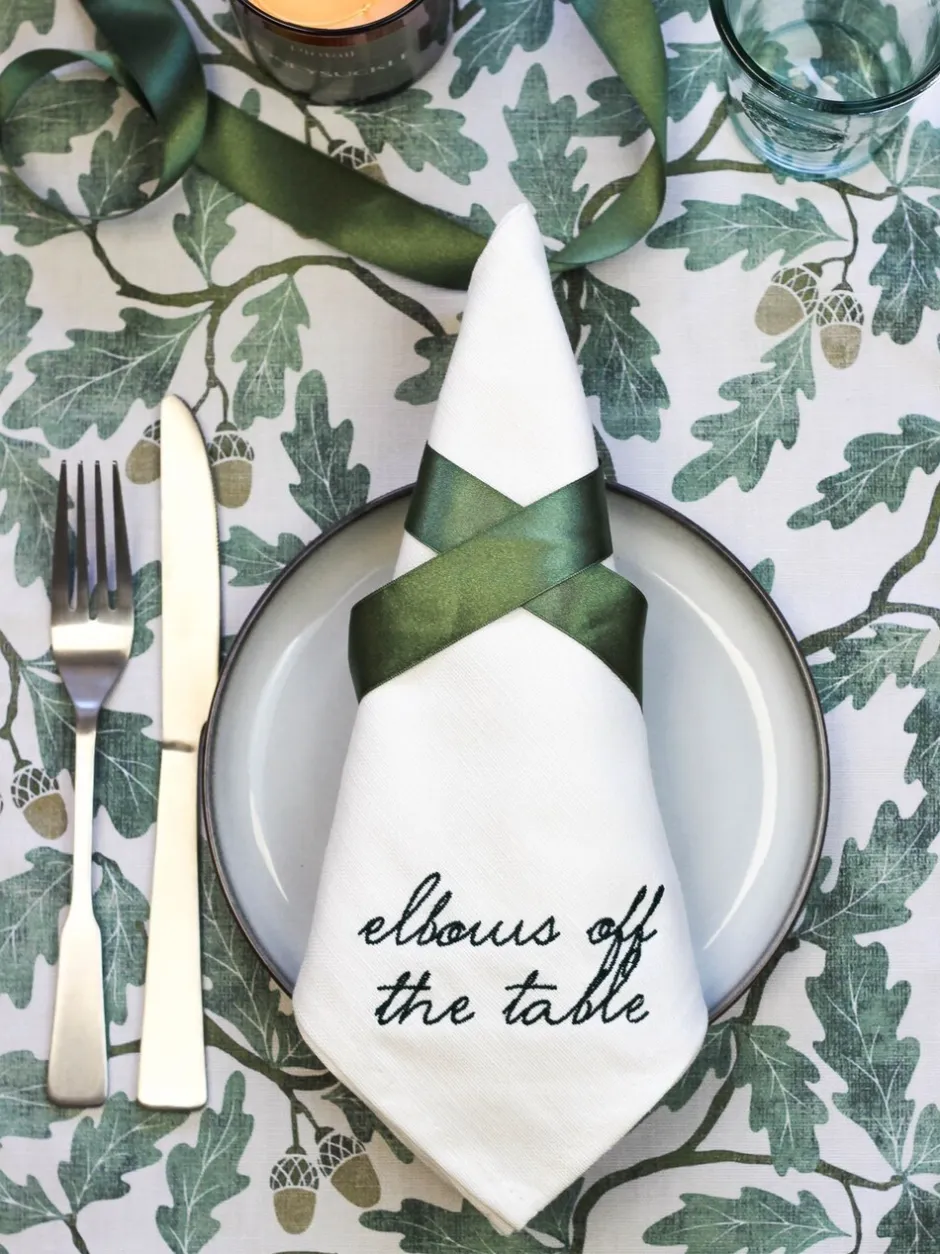 Tafellinnen En Placemats |Avalon Home Avalon Wonen Set van 4 Manners Collectie 100% katoenen servetten in geschenkdoos