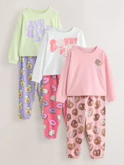 Nachtkleding En Pyjama's|Pyjama's|Next - Verpakking van 3 pyjama's met joggingbroek (3-16 jr) Avocado-sloganprint