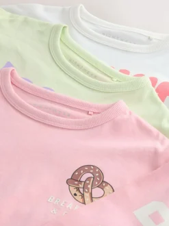 Nachtkleding En Pyjama's|Pyjama's|Next - Verpakking van 3 pyjama's met joggingbroek (3-16 jr) Avocado-sloganprint