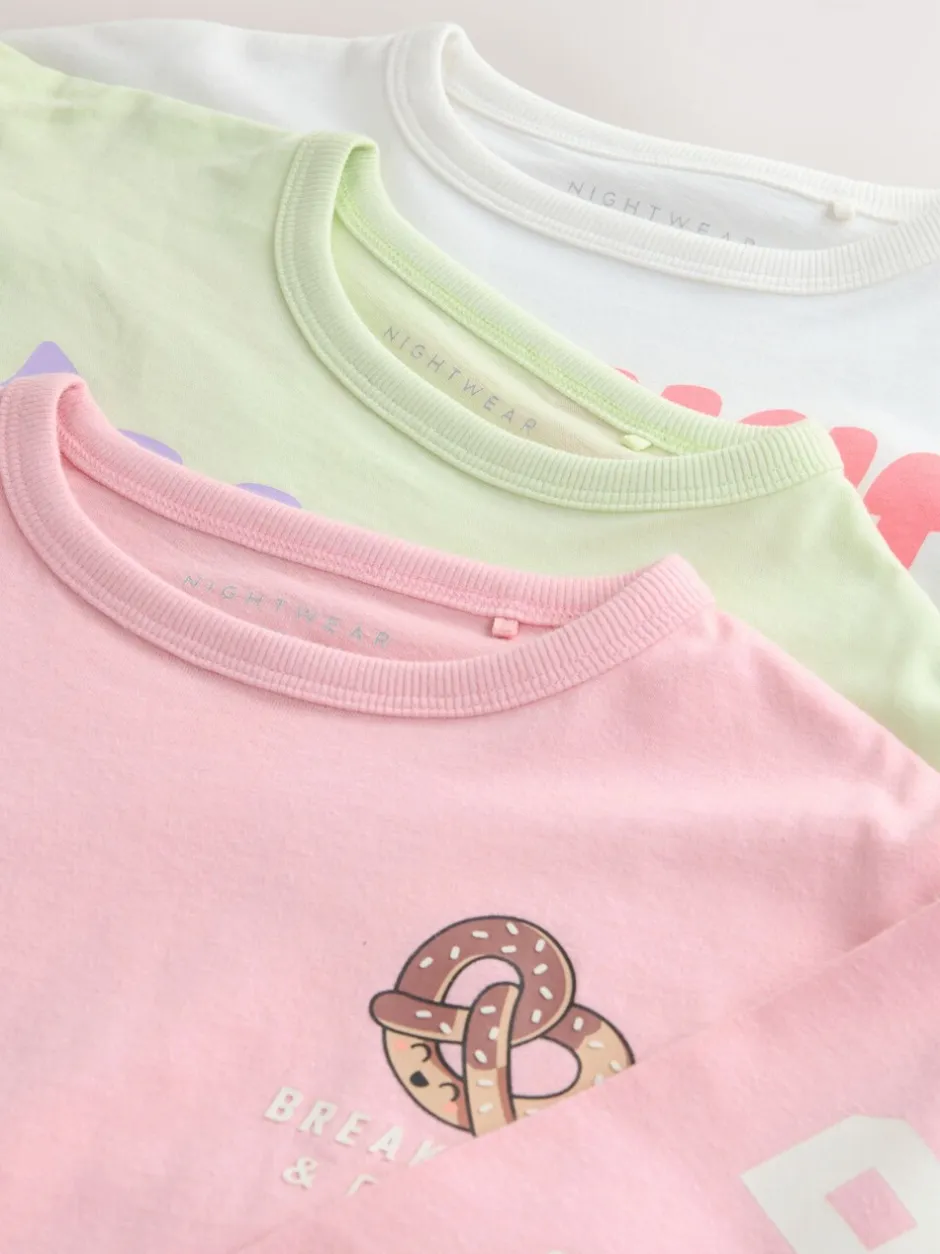 Nachtkleding En Pyjama's|Pyjama's|Next - Verpakking van 3 pyjama's met joggingbroek (3-16 jr) Avocado-sloganprint