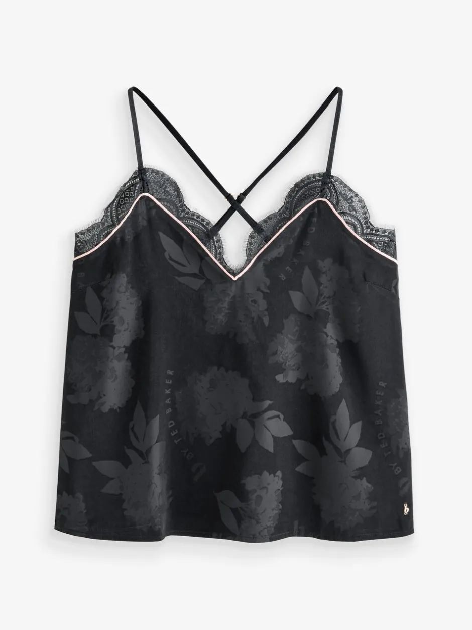Pyjama's|Loungewear|B by Ted Baker Black Jacquard Floral Cami Pyjamas