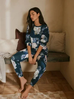 Pyjama's|Alle Nacht- En Loungekleding|B by Ted Baker Blue Floral Twosie Pyjamas