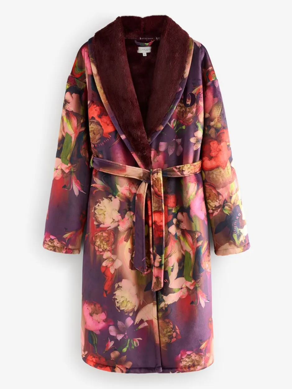 Badjassen|Alle Nacht- En Loungekleding|B by Ted Baker bordeauxrode comfortabele kamerjas