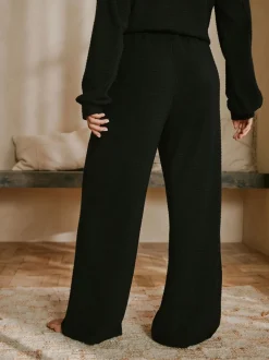 Broeken|B by Ted Baker Knit Rib Wide Leg Black Trousers
