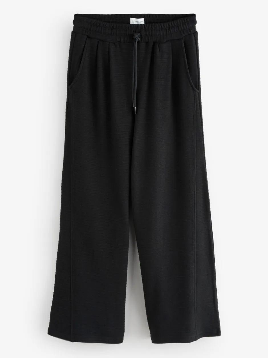 Broeken|B by Ted Baker Knit Rib Wide Leg Black Trousers