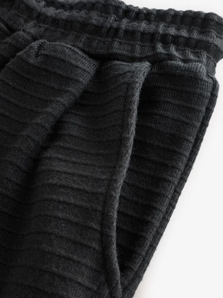 Broeken|B by Ted Baker Knit Rib Wide Leg Black Trousers