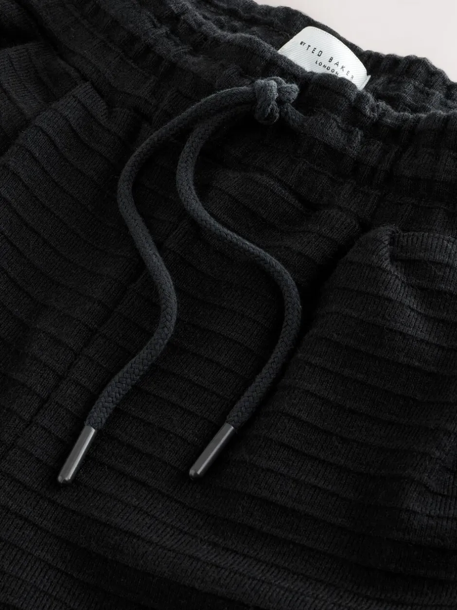 Broeken|B by Ted Baker Knit Rib Wide Leg Black Trousers