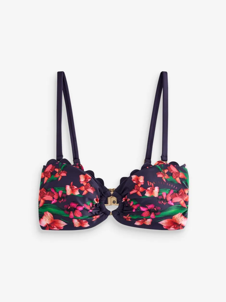 Badkleding|B by Ted Baker Navy Floral Halterneck Bandeau Bikini Top