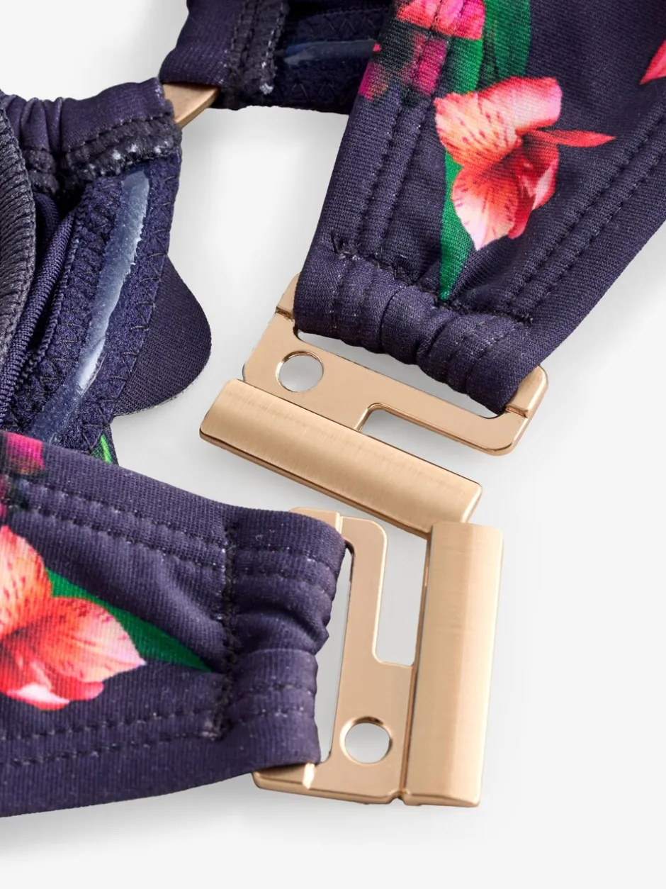 Badkleding|B by Ted Baker Navy Floral Halterneck Bandeau Bikini Top