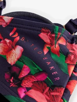 Badkleding|B by Ted Baker Navy Floral Halterneck Bandeau Bikini Top