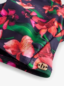 Badkleding|B by Ted Baker Navy Floral Halterneck Bandeau Bikini Top