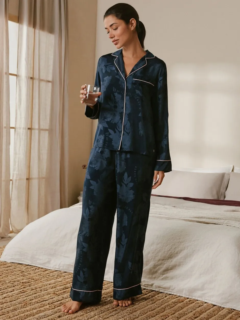 Pyjama's|Loungewear|B by Ted Baker Navy Jacquard Button Through Pyjamas