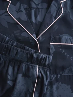 Pyjama's|Loungewear|B by Ted Baker Navy Jacquard Button Through Pyjamas