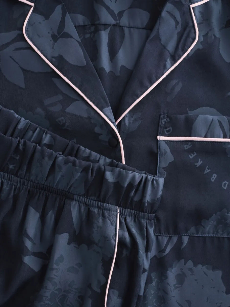 Pyjama's|Loungewear|B by Ted Baker Navy Jacquard Button Through Pyjamas