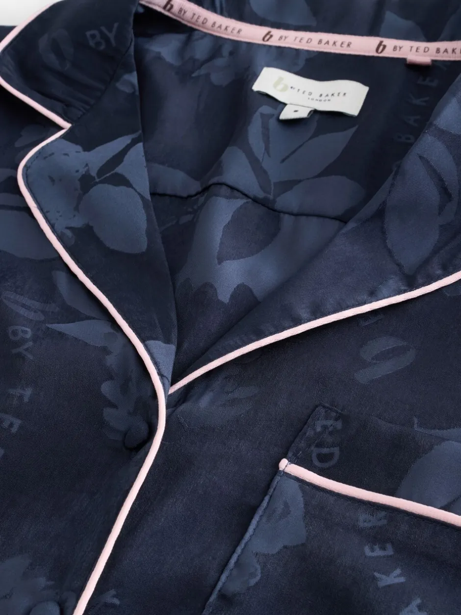 Pyjama's|Loungewear|B by Ted Baker Navy Jacquard Button Through Pyjamas