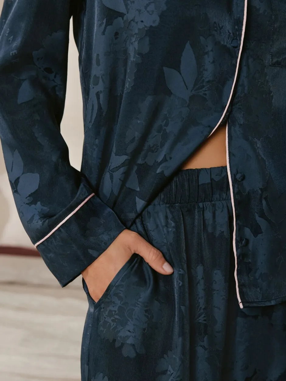 Pyjama's|Loungewear|B by Ted Baker Navy Jacquard Button Through Pyjamas