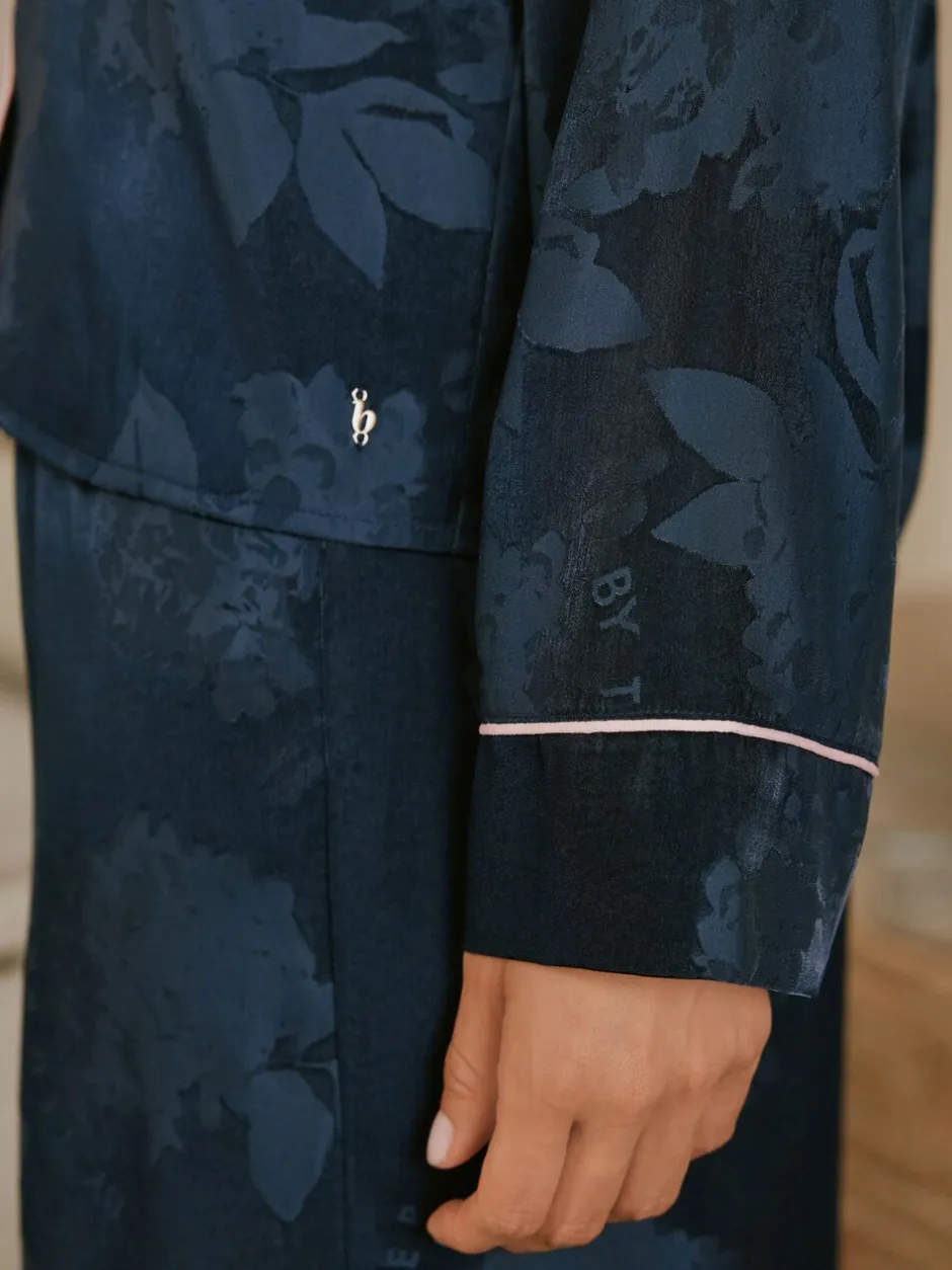 Pyjama's|Loungewear|B by Ted Baker Navy Jacquard Button Through Pyjamas