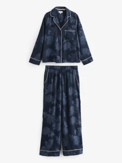 Pyjama's|Loungewear|B by Ted Baker Navy Jacquard Button Through Pyjamas