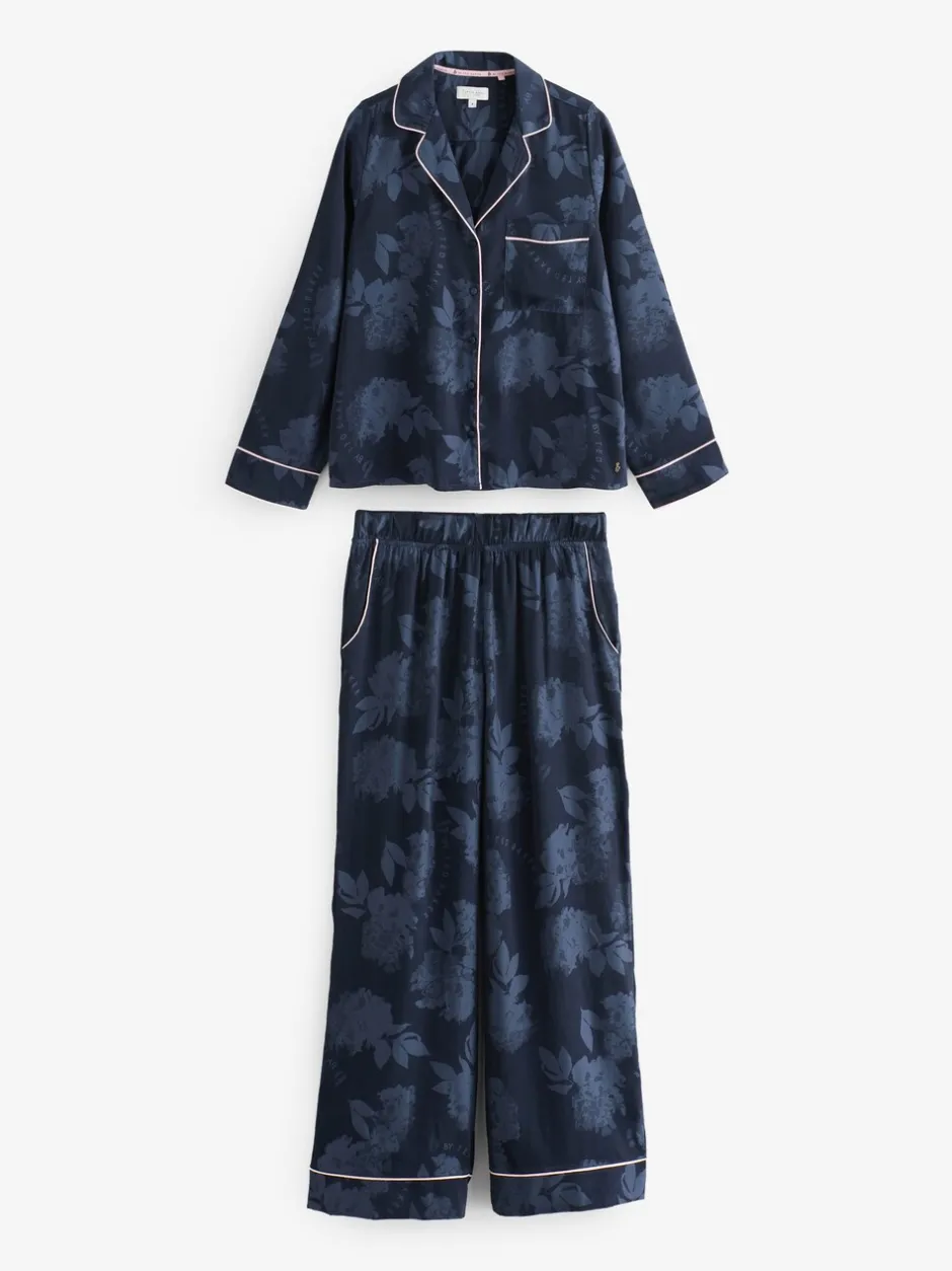 Pyjama's|Loungewear|B by Ted Baker Navy Jacquard Button Through Pyjamas