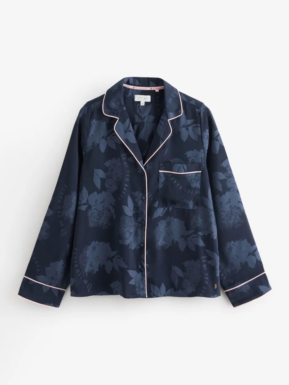 Pyjama's|Loungewear|B by Ted Baker Navy Jacquard Button Through Pyjamas